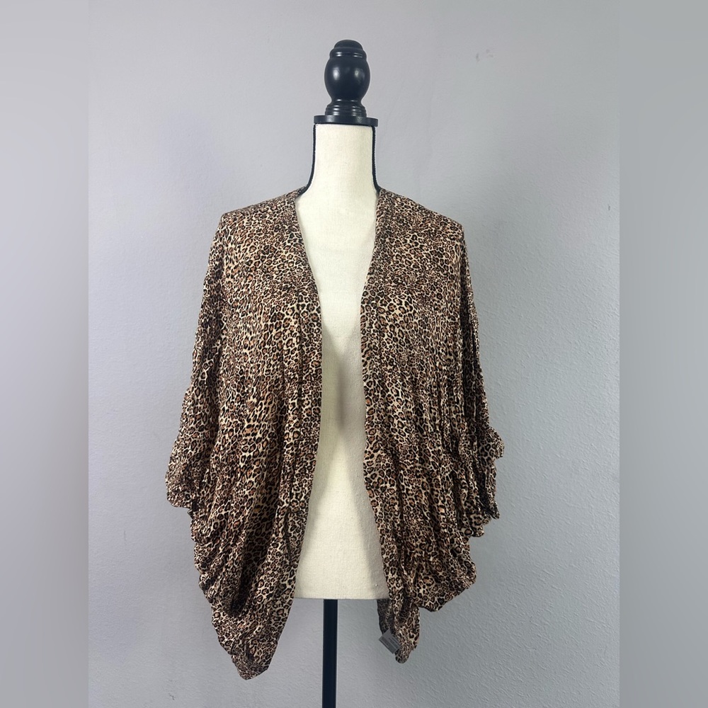 M/L Animal Print Kimono Cardigan (Cover Up)